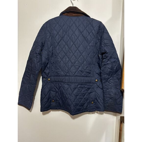 Polo Ralph Lauren Quilted Barn Jacket Navy Brown Corduroy Trim Womens M/M - Picture 8 of 9